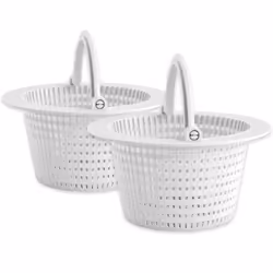 FibroPool Above Ground Swimming Pool ThroughWall Skimmer Basket with Handle 2 Pack Replacement Strainer for Leaves and Debris