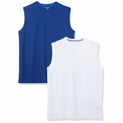 Men's Performance Tech Muscle Tank T-Shirt, Pack of 2, Navy/White, Medium