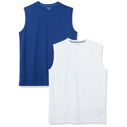 Men's Performance Tech Muscle Tank T-Shirt, Pack of 2, Navy/White, Medium