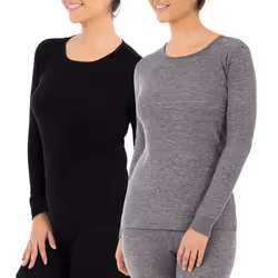 Fruit of the Loom Women's Micro Waffle Premium Thermal Underwear Tee Shirt  Black/Smoke Heather  1X Plus