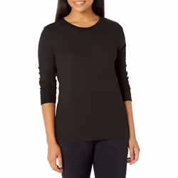 Fruit of the Loom Women's Micro Waffle Premium Thermal Underwear Tee Shirt  Black  1X