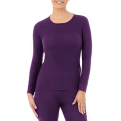 Fruit of the Loom Women's Micro Waffle Premium Thermal Underwear Tee Shirt  Violet  Large