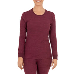 Fruit of the Loom Women's Micro Waffle Premium Thermal Underwear Tee Shirt  Merlot Heather  2X Plus