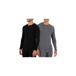 Fruit of the Loom Mens Recycled Waffle Thermal Underwear Henley Top (1 and 2 Packs)  Blackgreystone Heather  Large