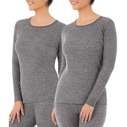 Fruit of the Loom Women's 2-Pack Micro Waffle Thermal Crew Top   Smoke Heather/Smoke Heather  4X Plus