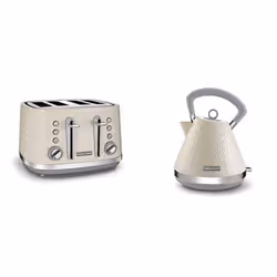 Morphy Richards Vector 4 Slice Toaster 248132 Cream Four Slice Toaster Cream Toaster + Pyramid Kettle 108132 Traditional Kett ...