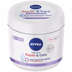 NIVEA Body Repair & Care Cream (400ml Jar), Sensitive Moisturising Cream with NIVEA DEEP MOISTURE SERUM, Body Cream with Stre ...