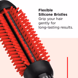 REVLON New and Improved SmoothStay Coconut Oil-Infused Heated Hair Styling Brush | 1Barrel for Voluminous  Shiny Results (Black/Red)