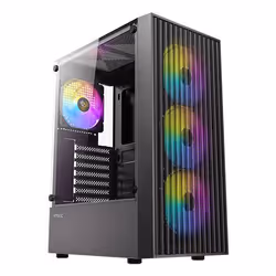 Antec AX27 RGB, Midi Tower, PC, Black, ATX, ITX, micro ATX, Plastic, Steel, 15.5 cm