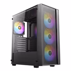 Antec AX65 ARGB, Midi Tower, PC, Black, ATX, ITX, micro ATX, Plastic, Steel, 16 cm