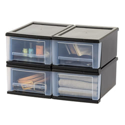 IRIS USA 7 Qt. Plastic Stackable Storage Drawers  Small  4 Pack  Multi-Purpose Bins for Bedroom  Bathroom  Closet  Craft Room  Garage  Kids Room  Offi