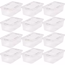 IRIS USA 7 Quarts Plastic Storage Container Bin with Latching Lid 12 Pack Nestable Box Tote Closet Game Organization Teache ...