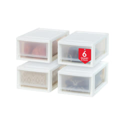 IRIS USA 6 Qt. Plastic Drawer Storage Organizer Stacking Drawers  4-Pack  Stackable Unit with Sliding Drawer for Clothes Bedroom Kitchen Under Sink Pa