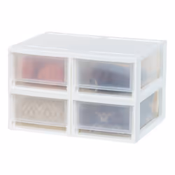 IRIS USA 6 Qt. Plastic Drawer Storage Organizer Stacking Drawers  4-Pack  Stackable Unit with Sliding Drawer for Clothes Bedroom Kitchen Under Sink Pa