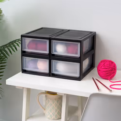IRIS USA 6 Qt. Plastic Drawer Storage Organizer Stacking Drawers  4-Pack  Stackable Unit with Sliding Drawer for Clothes Bedroom Kitchen Under Sink Pa
