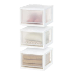 IRIS USA 14.5 Qt. Plastic Drawer Storage Organizer Stacking Drawers  3-Pack  Stackable Unit with Sliding Drawer for Clothes Bedroom Kitchen Under Sink