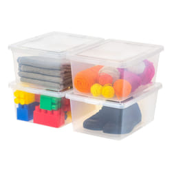 IRIS USA 17 Qt Clear Storage Box  BPA-Free Plastic Stackable Bin with Lid  4 Pack  Containers to Organize Shoes and Closet Shelves  Classroom Organiza