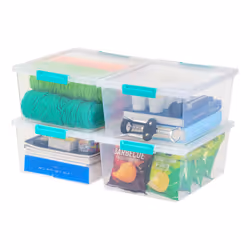 IRIS USA 12 Qt. Plastic Storage Bins Containers with Lids 4 Pack Sensory Bin Craft Storage Craft Organizers and Storage ...