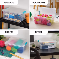 IRIS USA 12 Qt. Plastic Storage Bins Containers with Lids  4 Pack  Sensory Bin  Craft Storage  Craft Organizers and Storage  Organizing Container for