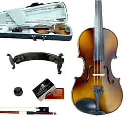 Sky Guarantee Sound 4/4 Size Student Beginner Violin Fiddle Outfit Natural Solid Maple Back Spruce Top with Case  Shoulder Rest  2 Bows  Rosin and Mut