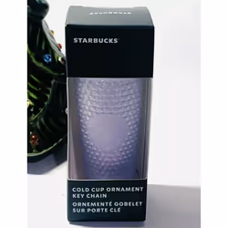 2021 Starbucks Holiday Ornament Mini Tumbler Keychain Icy Lilac Studded -