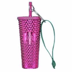 Starbucks Sangria (Hot Pink  Purple) Cup Ornament Key Chain Bling Fall Winter Holiday Christmas 2022