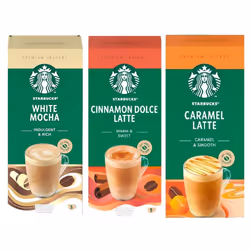 Variety Pack Premium Instant Coffee Sachets Flavours inc. White Mocha, Caramel Latte, and Cinnamon Dolce. (Pack of 3, Each Pa ...