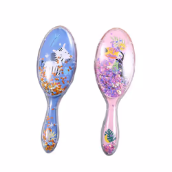 2 Pcs Kids Wet Hair Brush Soft Massage Comb Confetti Glitter Detangler Hair Brush Set for Girls Baby Kids