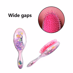 2 Pcs Kids Wet Hair Brush Soft Massage Comb Confetti Glitter Detangler Hair Brush Set for Girls Baby Kids