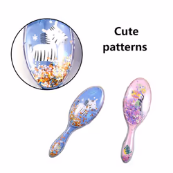 2 Pcs Kids Wet Hair Brush Soft Massage Comb Confetti Glitter Detangler Hair Brush Set for Girls Baby Kids
