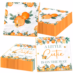 Little Cutie Baby Shower Decorations 40PCS A Little Cutie Is On The Way Napkins Supplies Fruit Theme Dinner Paper Napkins for ...