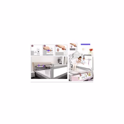 Bed Rail (150cm) Toddlers Bed Rails Extra Long Swing Down Baby Bed Guards Fold Down Safety Bedrail with Dear Pattern Kids Guardrail for Twin Double