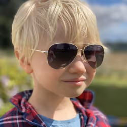 Polaroid Kids Sunglasses PLD 8015/N J5G AI Gold Grey Pink Mirror Polarized