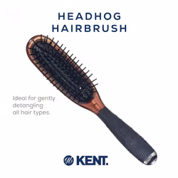 Kent KB Headhog Travel Detangling Hair Brush  Tortoise Shell  Black Rubber Cushion Detangler Brush and Scalp Brush  Firm Rounded Plastic Bristles for