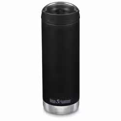 Klean Kanteen TKWide Insulated Coffee Tumbler with Cafe Cap - Stainless Steel Water Bottle & Thermal Tumbler - Black 16 oz