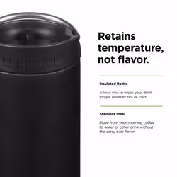 Klean Kanteen TKWide Insulated Coffee Tumbler with Cafe Cap - Stainless Steel Water Bottle & Thermal Tumbler - Black  16 oz