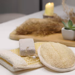 Coimoon Set (Made in Europe)- Exfoliating Organic Loofah Face Pads And