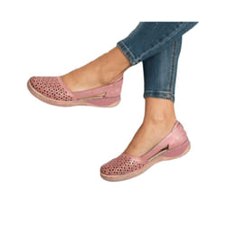 Ladies Summer Sandal Hollow Flat Sandals Womens Nonslip Closed Toe Beach Shoes - Pink, Tag Size 40=UK Size 5.5