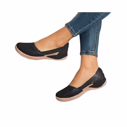 Ladies Summer Sandal Hollow Flat Sandals Womens Nonslip Closed Toe Beach Shoes - Black, Tag Size 39=UK Size 5
