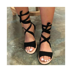 Womens Flat Sandals Ankle Strap Summer Sandal Ladies Lightweight Open Toe Beach - Black, Tag Size 39=UK Size 6