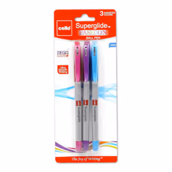 Cello Premium Medium Point Pens with Comfort Grip Control Superglide Fashion