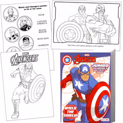 Marvel Captain America Coloring Book and Stickers Bundle with Captain America Stickers Captain America  Iron Man  Hulk  and More