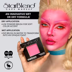 Mehron Makeup StarBlend Cake Makeup | Wet/Dry Pressed Powder Face Makeup | Powder Foundation | Blue Face Paint & Body Paint 2 oz (56g)