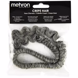 Mehron Makeup Crepe Hair 12-inch Braid (Medium Grey)