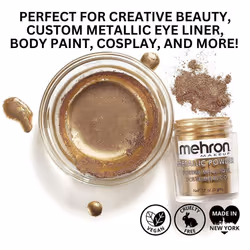 Mehron Makeup Metallic Powder (.17 Ounce) with Mixing Liquid (1 oz) (G