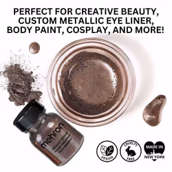Mehron Makeup Metallic Powder | Metallic Chrome Powder Pigment for Face & Body Paint, Eyeshadow, and Eyeliner .75 oz 21 g Bronze
