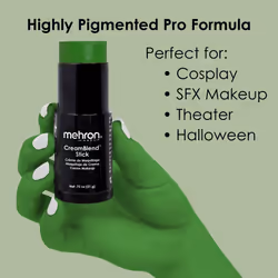 Mehron Makeup CreamBlend Stick | Face Paint  Body Paint  & Foundation Cream Makeup | Body Paint Stick .75 oz (21 g) (Green)