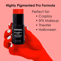 Mehron Makeup CreamBlend Stick | Face Paint  Body Paint  & Foundation Cream Makeup | Body Paint Stick .75 oz (21 g) (Really Bright Red)