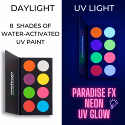 Mehron Makeup Paradise FX Neon UV Glow 8 Color Palette | Magnetic Refi