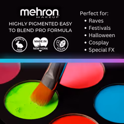 Mehron Makeup Paradise FX Neon UV Glow 8 Color Palette | Magnetic Refi